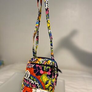 Vera Bradley Red and Blue Rio Mini Hipster Crossbody Bag with Quilted Design